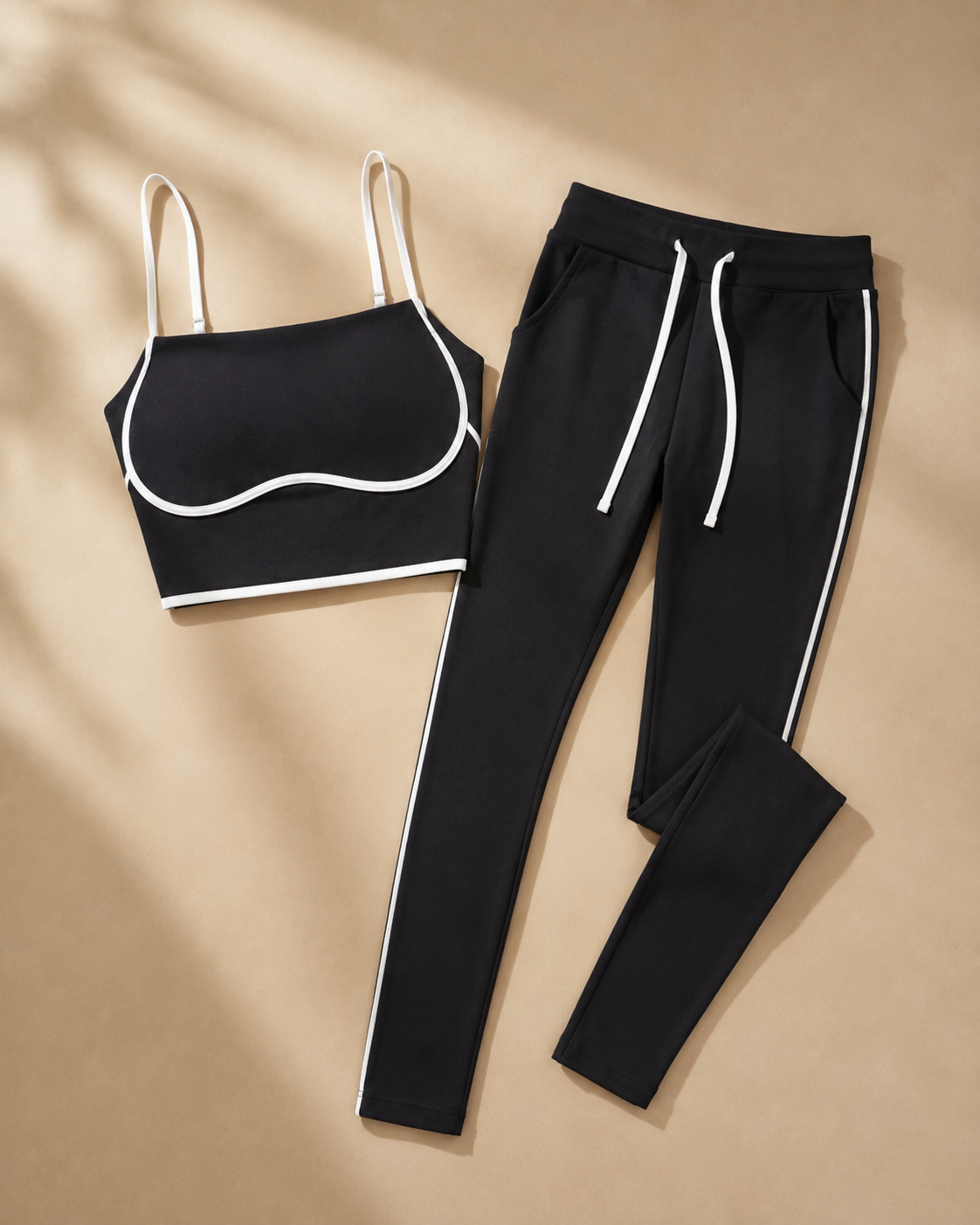 LUNA SET - Premium Contrast Piping Cami Top & Leggings Set