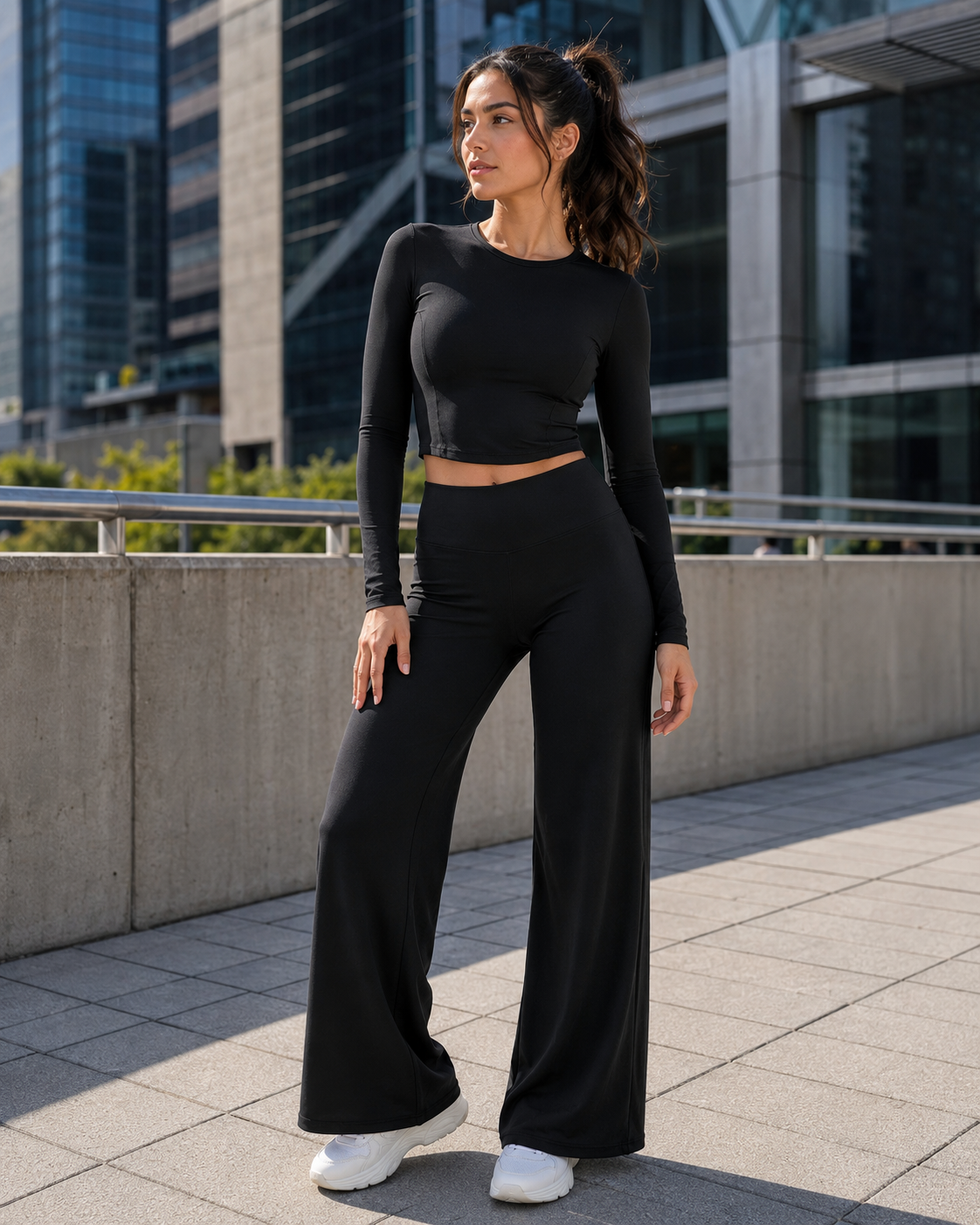 STELLA SET - Premium Long Sleeve Top & Wide-Leg Pants Set
