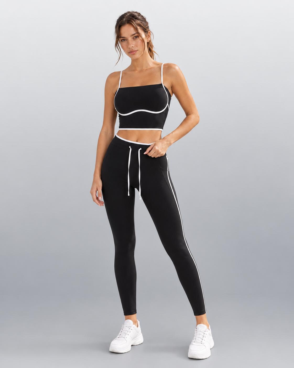LUNA SET - Premium Contrast Piping Cami Top & Leggings Set